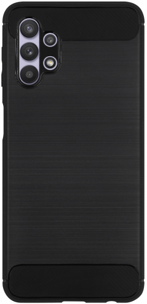 Samsung Galaxy A32 5G (SM-A326) ütésálló szilikon tok szálcsiszolt-karbon minta légpárnás sarok fekete