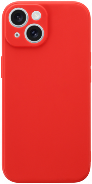 Apple iPhone 15 szilikon tok kameravédővel matt piros