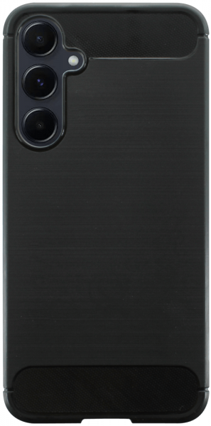 Samsung Galaxy A55 5G (SM-A556B) ütésálló szilikon tok szálcsiszolt-karbon minta légpárnás sarok fekete