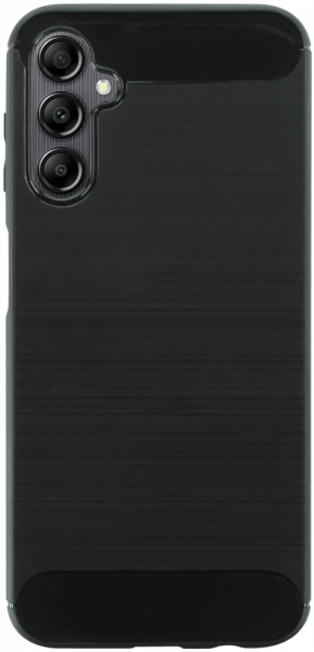 Samsung Galaxy A14 5G (SM-A146P) ütésálló szilikon tok szálcsiszolt-karbon minta légpárnás sarok fekete