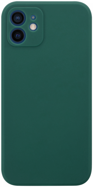 Apple iPhone 12 szilikon tok kameravédővel matt sötétzöld