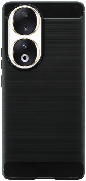 Honor 90 ütésálló szilikon tok szálcsiszolt-karbon minta légpárnás sarok fekete