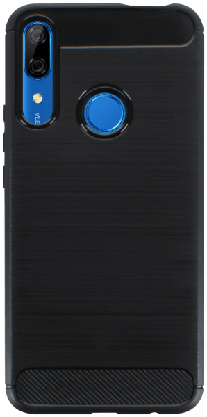 Huawei P Smart Z ütésálló szilikon tok szálcsiszolt-karbon minta légpárnás sarok fekete
