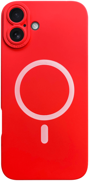 Apple iPhone 16 Plus szilikon tok gyári MagSafe kameravédővel piros