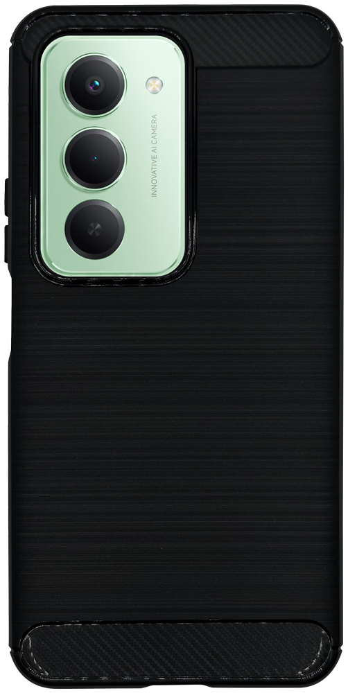 Xiaomi Redmi 15 ütésálló szilikon tok szálcsiszolt-karbon minta légpárnás sarok fekete